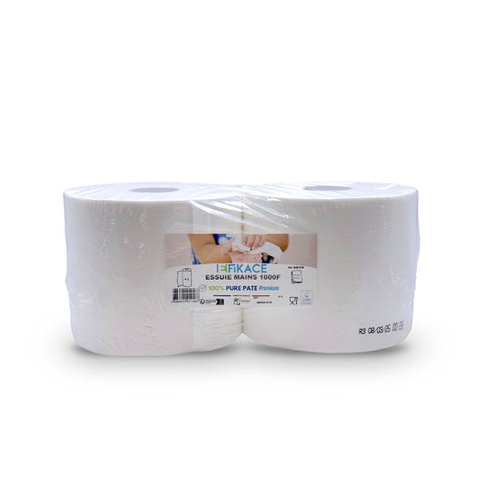 Bobine essuie-main pure ouate – Lot de 2 rlx