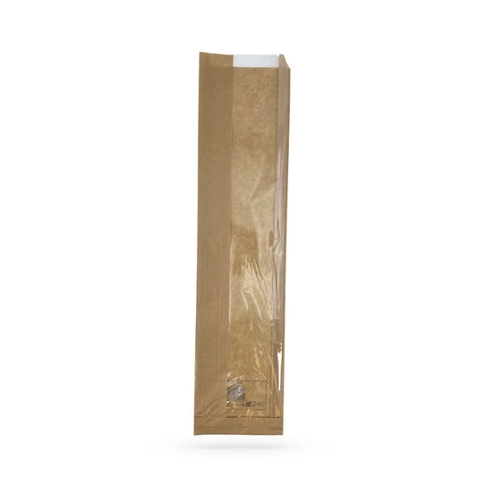 Sac à flûte kraft vierge à fenêtre 14x60 | lot de 1000